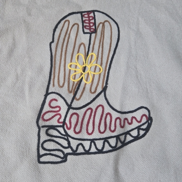 DREAMERS Western Boot Long Knit Beige Sweater Size XL NEW - Picture 2 of 7